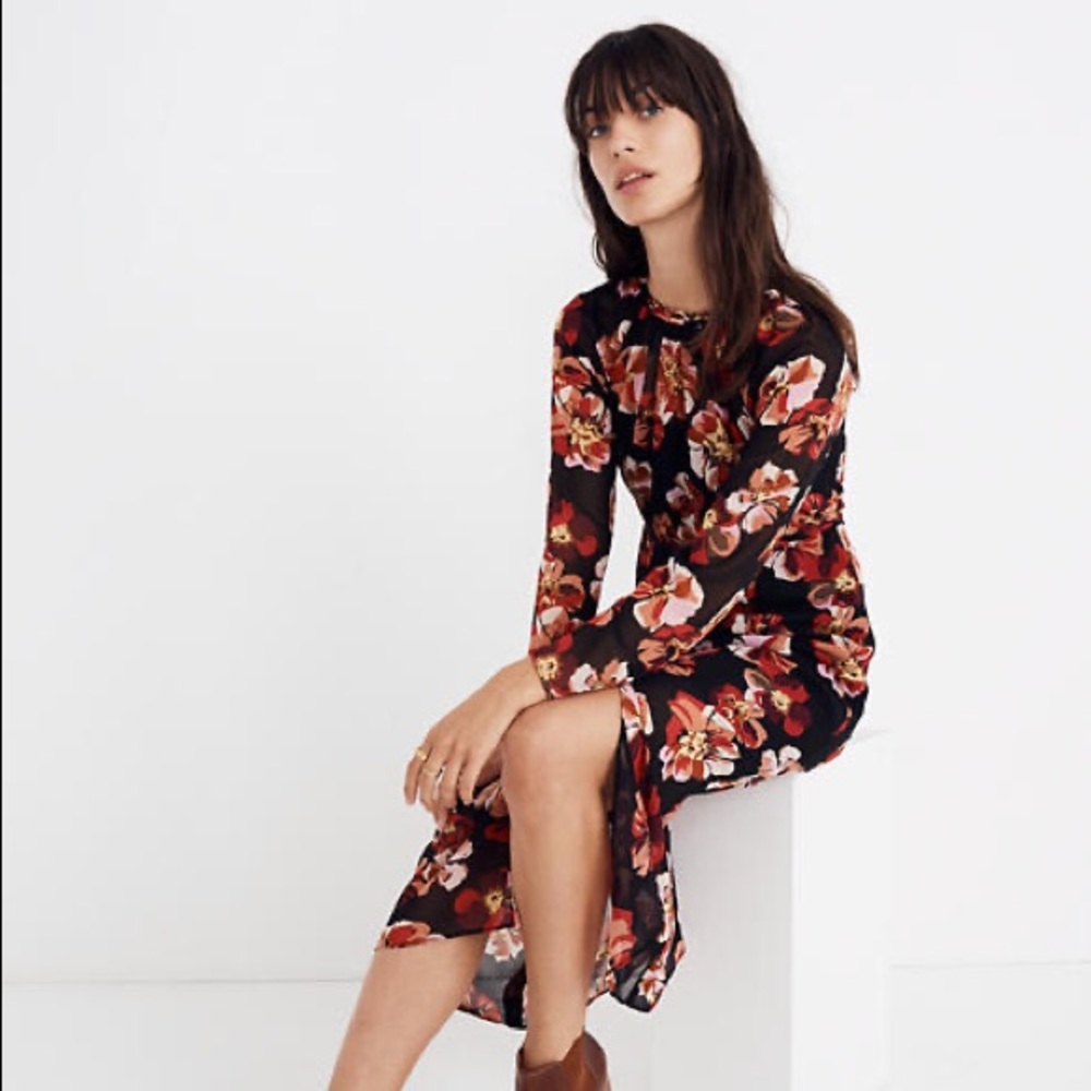 Madewell Shirred Floral Midi Dress